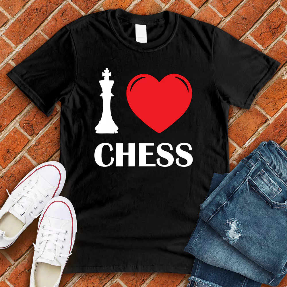 i love chess black tshirt