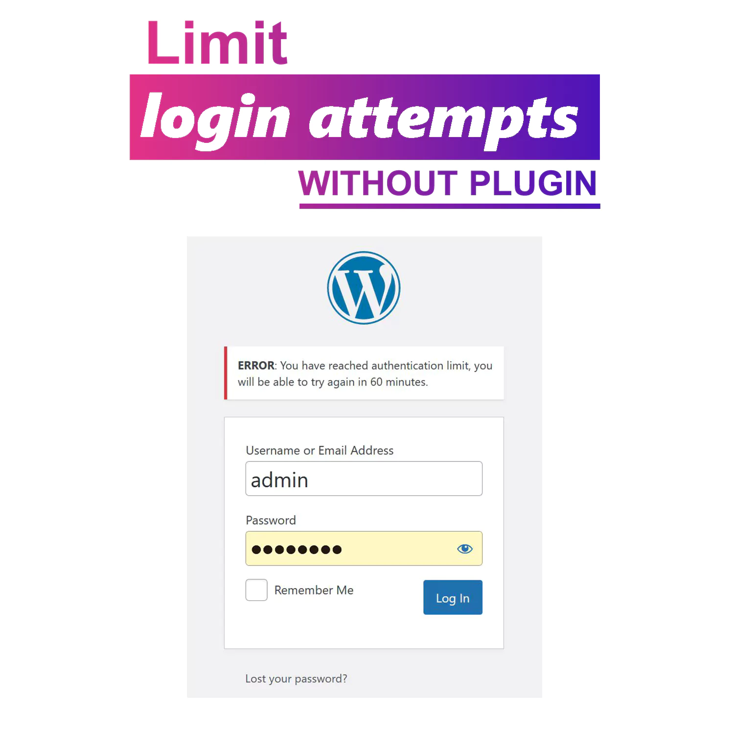 Limit login attempts in WordPress without plugin