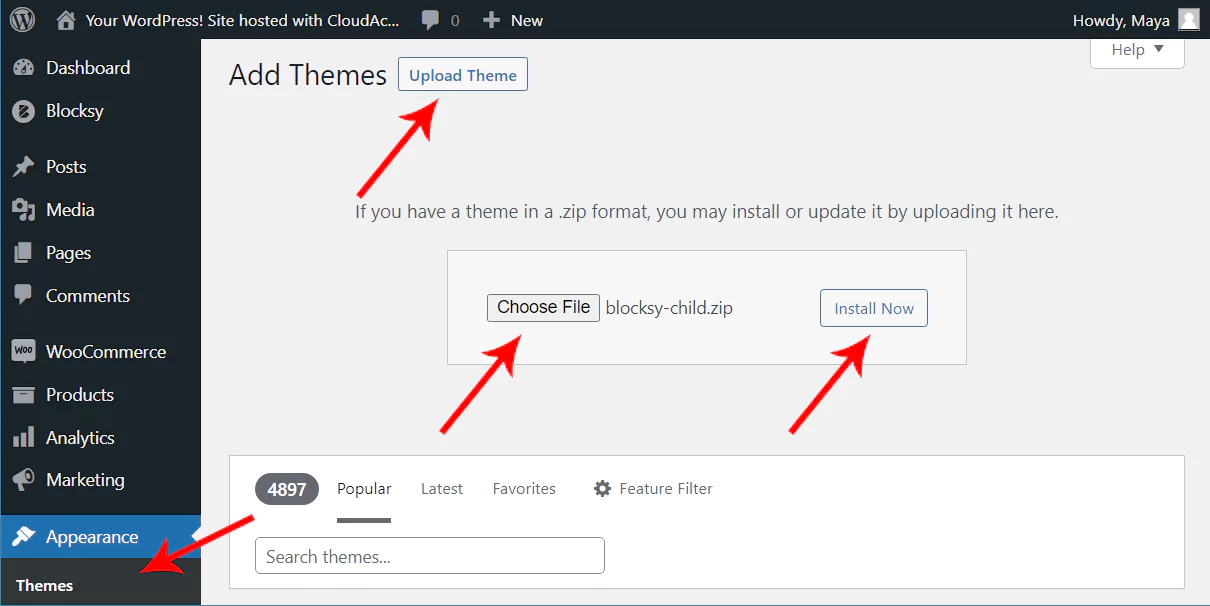 Install Custom Child theme in WordPress