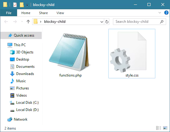 Wordpress child theme files