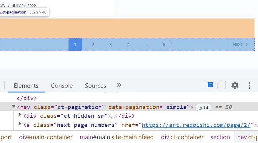 CSS selector for pagination_wrapper