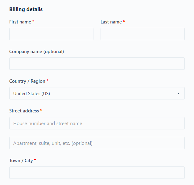 WooCommerce checkout fields for physical products