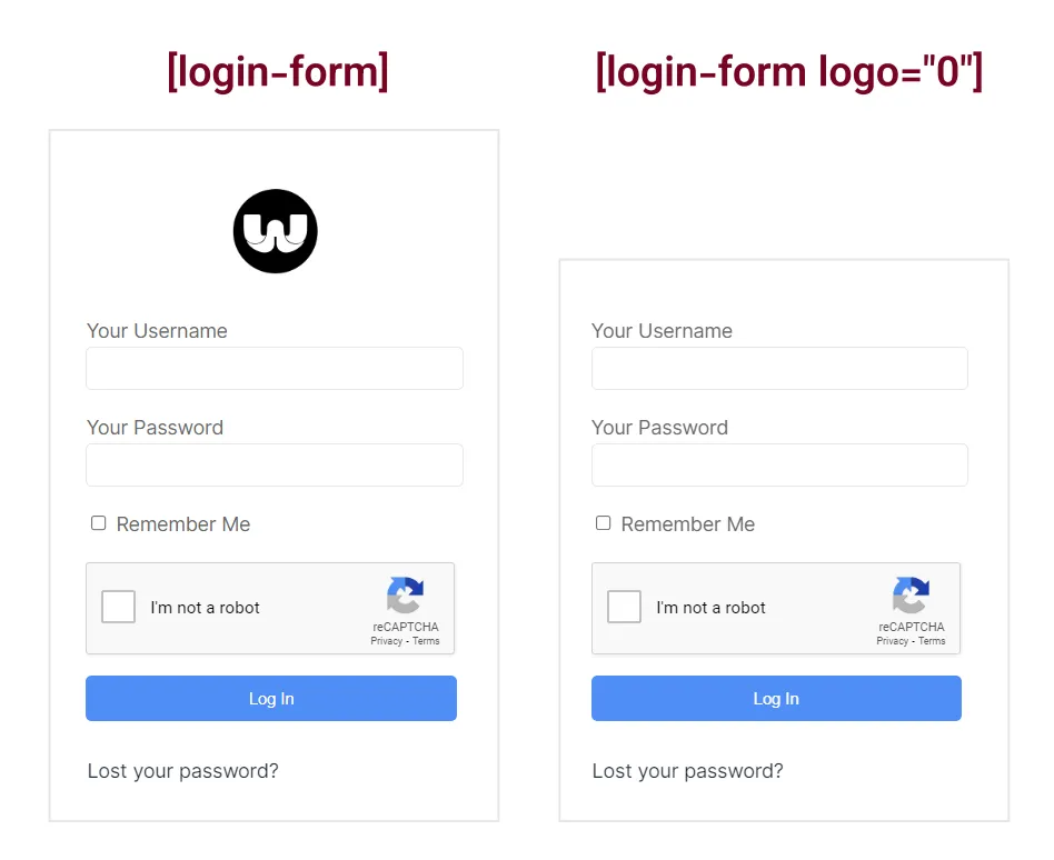 WordPress login form shortcode with reCAPTCHA