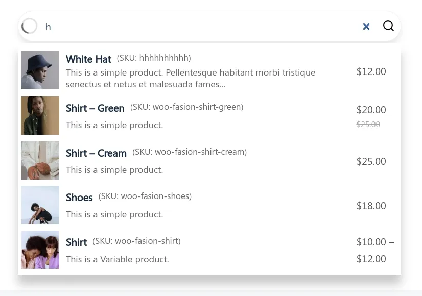 Woocommerce product ajax search