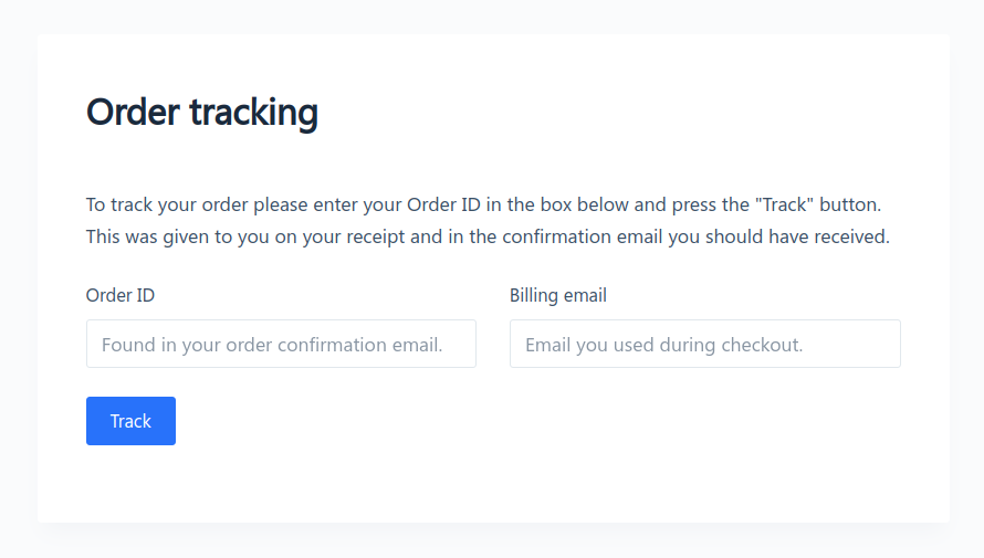 WooCommerce order tracker page