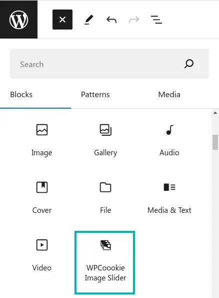 WordPress custom slider block icon