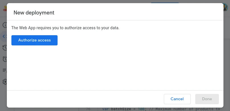 Authorize access in google app